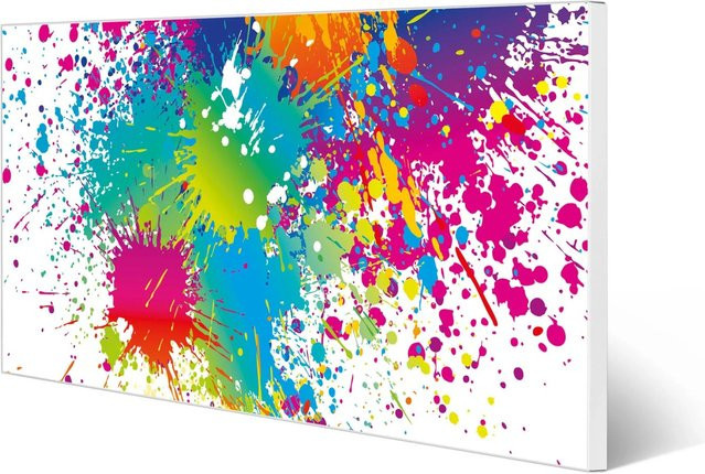 Banjado Magnettafel aus Metall in Weiß mit Motiv Farbspritzer, B/H: 78 x 37 cm - Bild 1