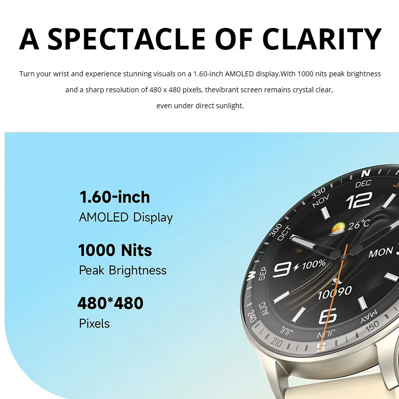 IMIKI HOLO 2 Pro Smartwatch in Schwarz mit 1,6-Zoll-AMOLED-Display, GPS, Bluetooth-Telefonie und 5 ATM Wasserdichtigkeit - Bild 2