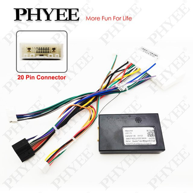 PHYEE CAN-Bus-Decoder-Kabelbaum mit SWC-Retention für 16-Pin Android Radio, passend für Renault Clio 4, Kadjar, Sandero 3 und Dacia Logan 3, 20-Pin und 32-Pin Anschluss - Bild 1