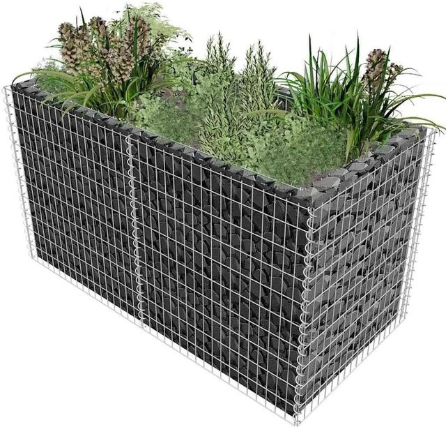 DELUKE Gabionen Hochbeet ROON aus verzinktem Stahl in Silber, B/T/H: 180 x 90 x 100 cm - Bild 1