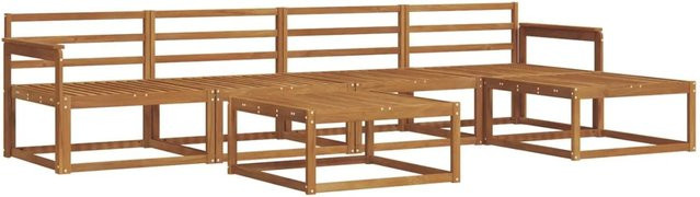 6-teilige vidaXL Outdoor-Sofagarnitur aus Massivholz Akazie in Braun mit Latten-Design und wetterfestem Gestell - Bild 1