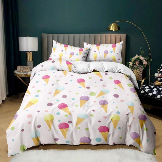 Bettwäsche-Set mit Eiscreme-Motiv von Binchi Fitness, buntes Mikrofaser-Set für Kinder, 3-teilig, B/H: 150 x 200 cm - Bild 1
