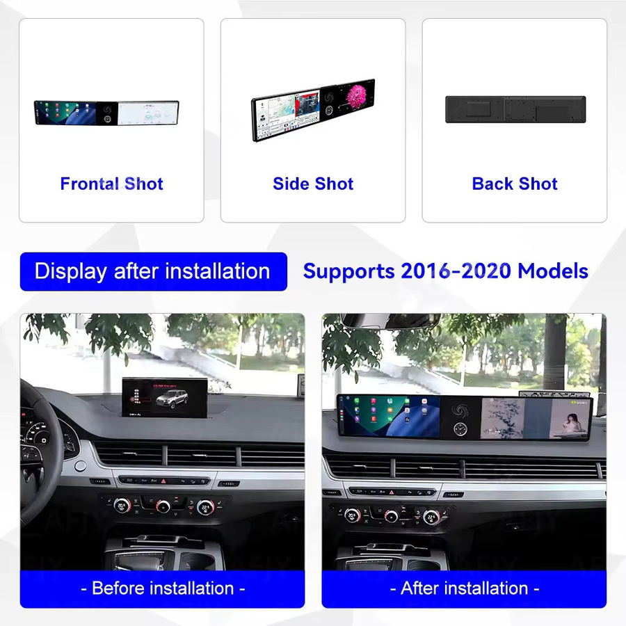 YANFU Dual Android 13 Carplay Autoradio mit 12,3 Zoll Touchscreen und GPS Navigation für Audi Q7 in Schwarz - Bild 2