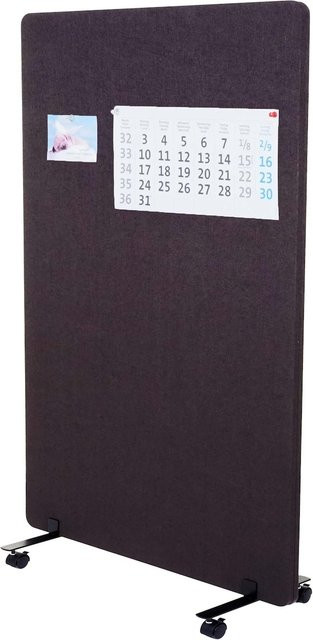 Akustik-Trennwand MCW-G77 Rollbarer Büro-Sichtschutz und Raumteiler mit Pinnwand aus Stoff in Braun-Grau, Höhe: 127 cm, Breite: 80 cm - Bild 1