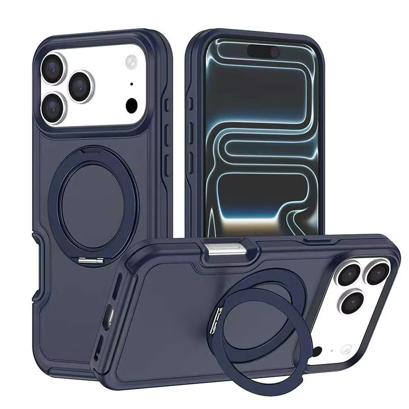 Apple Magnethülle mit Rüstungs-Magnetständer für iPhone 17, Air 16, 15, 14 Pro Max und 13 Plus in Orange - Bild 3