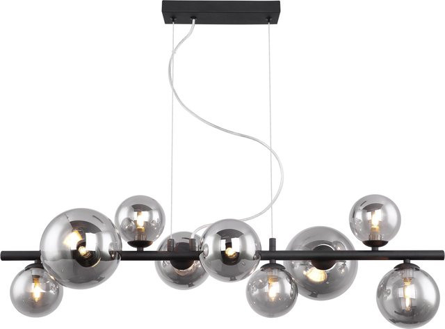 GLOBO Lighting Pendelleuchte Riha in Schwarz mit Rauchglas, 9 Brennstellen, B/T/H: 34,5 x 87,0 x 120,0 cm - Bild 1