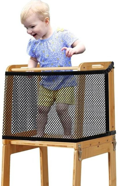 Verstellbares Baby-Sicherheitsnetz aus Nylon für Lern- und Küchentürme, Schwarz - Bild 1