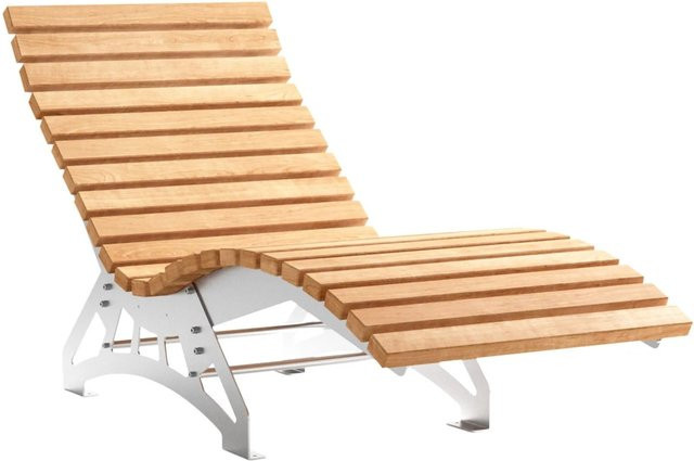 SOTECH Gartenliege LOUNGER Komplett Set aus geschliffenem Edelstahl SS304 und Lärche Holzlatten, Breite: 80 cm - Bild 1