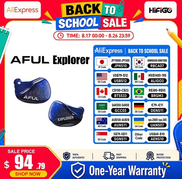 AFUL Explorer Hybride In-Ear Monitore mit 1DD + 2BA und 3D-gedruckten akustischen Röhren, Blau, 3,5 mm Klinke - Bild 1