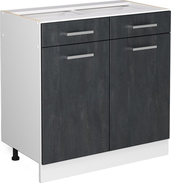 Vicco Schubunterschrank R-Line in Schwarz Beton und Weiß, Breite: 80 cm - Bild 1