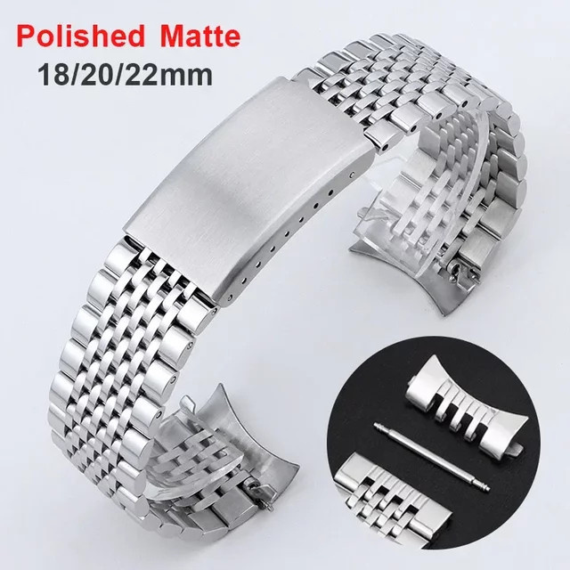 HQstrap Uhrenarmband Edelstahl, Silber, 18 mm 20 mm 22 mm, Unisex - Bild 1
