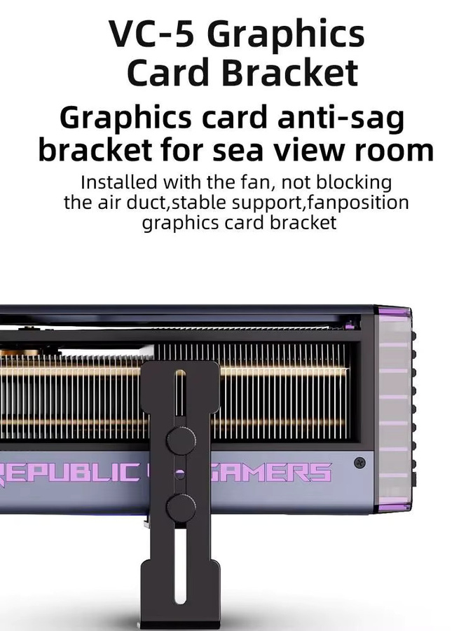 LDPCSJ VC-5 Grafikkartenhalter in Schwarz, verstellbare GPU-Halterung zur Vermeidung von Durchhängen für ITX und ATX Desktop-PC-Gehäuse - Bild 6