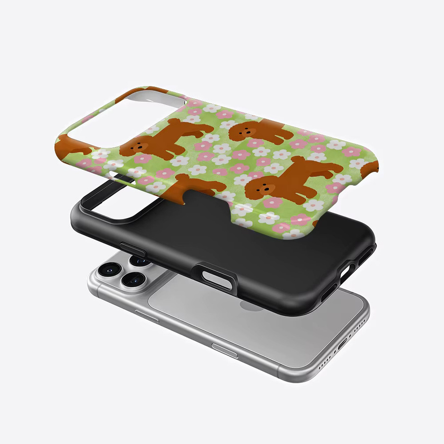 Potdemiel Aurea Case Matte Bumper MagSafe kompatible iPhone Hülle mit Pudel-Blumengarten-Motiv in Multicolour - Bild 2