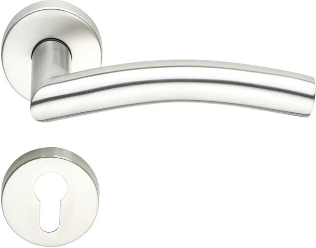 MeinTürgriff Drückergarnitur Neapel Rosettengarnitur aus Edelstahl in Silber Matt mit PZ 78 mm, B/H: 160 x 160 mm - Bild 1