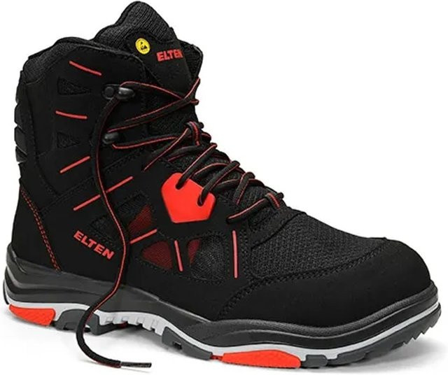 Elten Sicherheitsschnürstiefel Anthony Red Mid ESD S1 in Schwarz und Rot, Größe 48 - Bild 1