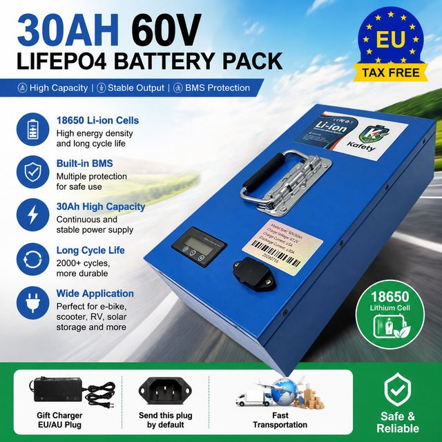 Hochleistungs 21700 Lithium-Batteriepack 60V in Blau für 250-3000W Motoren - Bild 1