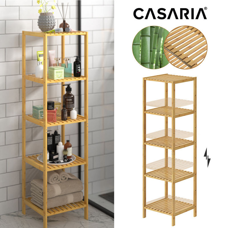 Casaria Standregal aus Bambus in Braun, Höhe: 140 cm, Breite: 33 cm, Tiefe: 33 cm - Bild 2