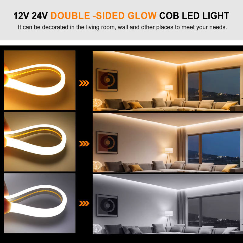 XUNATA COB-LED-Streifenlicht Weiß, doppelseitig leuchtendes LED-Neonband mit 320 LEDs, wasserdichtes flexibles Silikon-Lichtband für lineare Up-Down-Beleuchtung - Bild 2