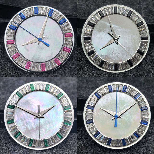 SNQP Uhrenzifferblatt Muschel, Kristall, Edelstahl, pink, 28,5 mm - Bild 1