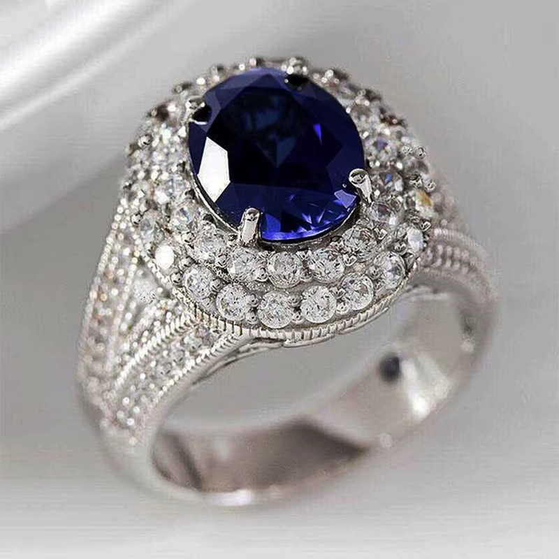 Huitan Damenring Silber, blauer Zirkonia - Bild 2