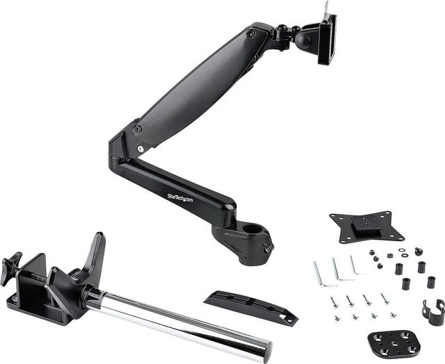 StarTech.com Tisch Monitorhalterung Schwarz für VESA Monitore bis 32 Zoll oder 49 Zoll Ultrawide, Traglast 8kg, schwenkbar und höhenverstellbar mit C-Klemme oder Tülle, VESA 100x100 mm, ARMPIVOTE2 - Bild 1
