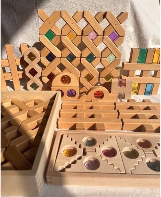 Jumpsecret Holzblöcke Bauspielzeug Holz Bunt / Mehrfarbig transparent - Bild 1