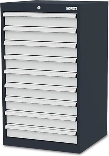 Simplaflex Schubladenschrank mit 9 Schubladen aus Stahlblech, anthrazitgrau, B/T/H: 60 x 57,5 x 102 cm - Bild 1