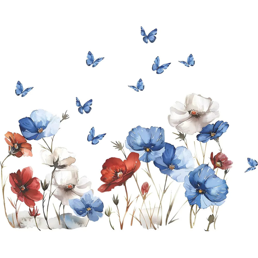 Aquarell Mohn Blumen Fensteraufkleber in Rot und Mehrfarbig für die moderne Dekoration deiner Fenster - Bild 2