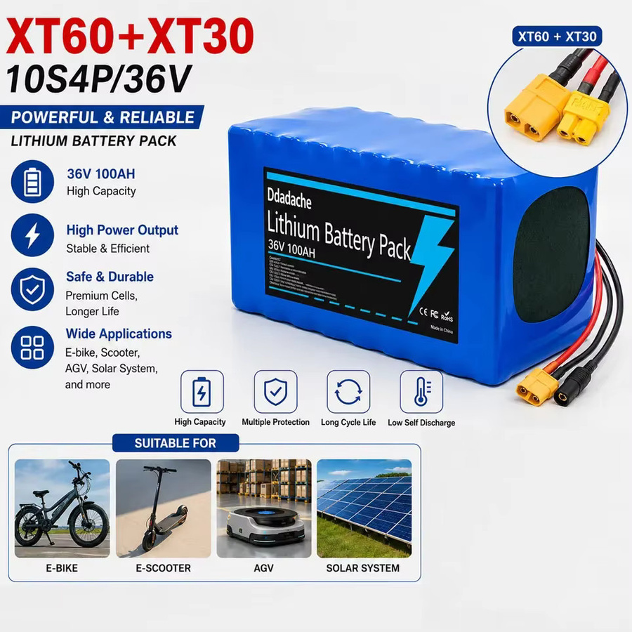 10S4P 100Ah Lithium-Akku 36V mit BMS für Elektrofahrräder und Elektroroller, 1000W Leistung, Blau - Bild 4