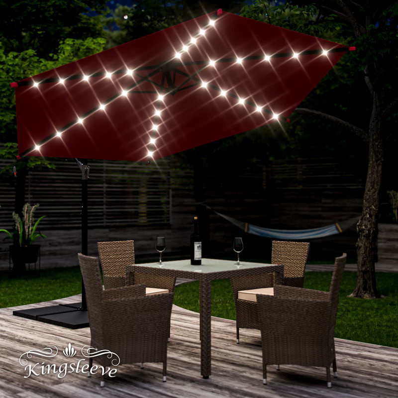 Kingsleeve LED Solar Ampelschirm Haiti Rot Ø 307 cm mit UV-Schutz 80+ und Schutzhülle - Bild 2