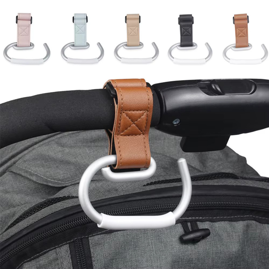 Universeller Kinderwagenhaken aus Aluminiumlegierung und Leder in Schwarz - Bild 4