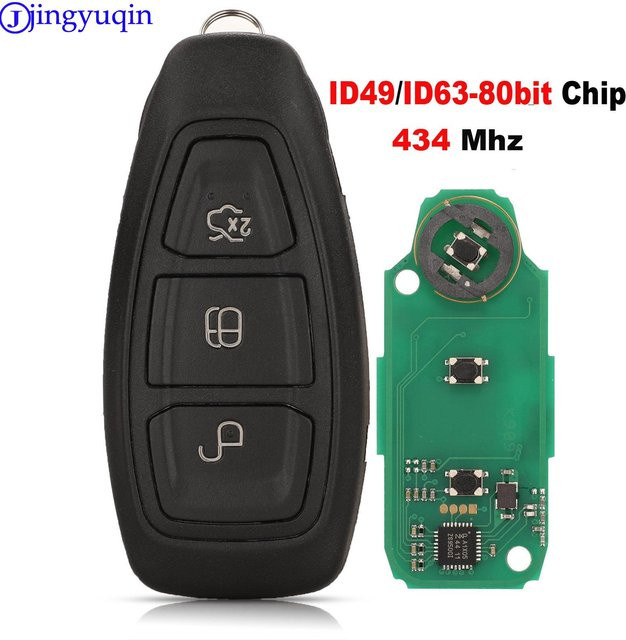 Jingyuqin Fernbedienungsschlüssel für Ford Focus C-Max Mondeo Kuga Fiesta B-Max Smart, 433/434MHz, ID49/4D63 80Bit Chip, Farbe: Schwarz - Bild 1