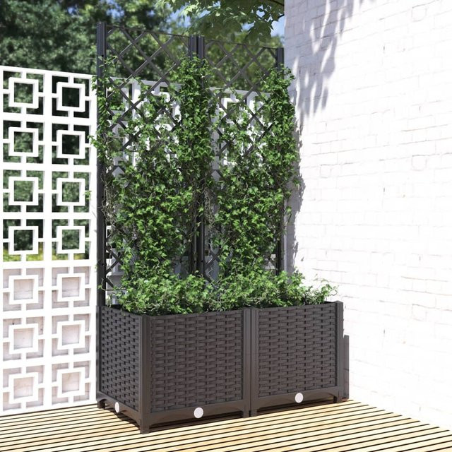 vidaXL Garten-Pflanzgefäß mit Spalier in Schwarz aus PP-Kunststoff, B/T/H: 80 x 40 x 136 cm - Bild 3