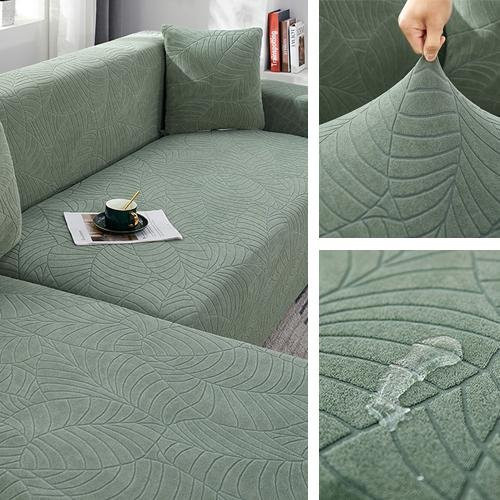 FORTUBI Jacquard-Sofabezug in Grün, wasserabweisend und elastisch, abnehmbarer Möbelschutz für Ecksofas (Breite: 145-185 cm) - Bild 1