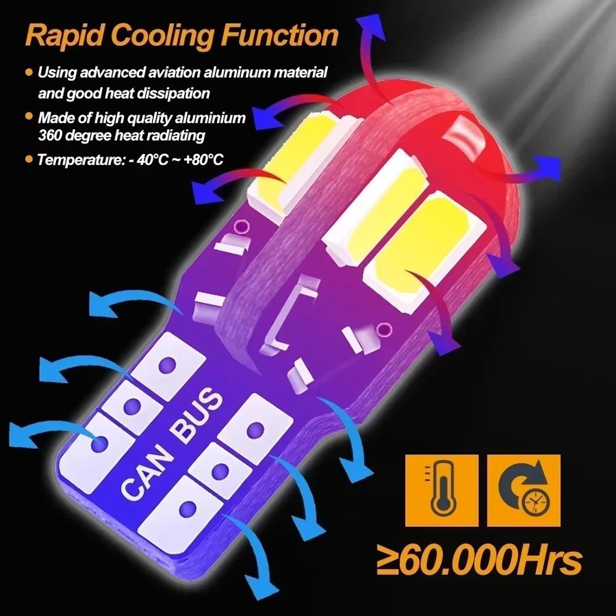 W5W T10 LED Auto Innenbeleuchtung Set mit 8 SMD Canbus Technologie in Weiß - Bild 4