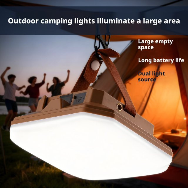 ESMARTER Outdoor Camping Laterne mit Akku, tragbare Hängelampe für Zelt und Garten in Braun und Weiß - Bild 1