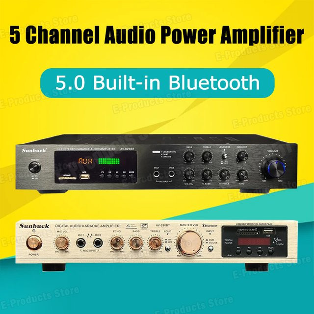 SUNBUCK AV-628/298BT Soundverstärker mit Bluetooth 5.0, FM und USB in Gold - Bild 1
