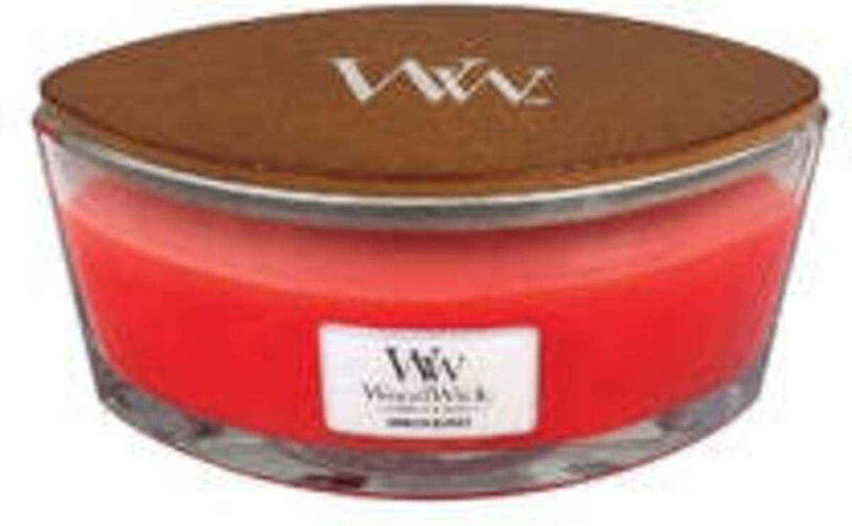 Woodwick Duftkerze Crimson Berries in Rot mit Holzdocht und Glasbehälter 4536g - Bild 1
