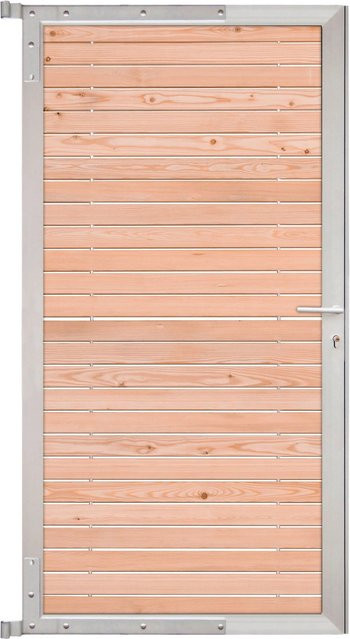 GartenLand Steckzauntor Göteburg aus Europäischer Lärche und Aluminium in Silber, B: 90 cm, H: 175 cm - Bild 1