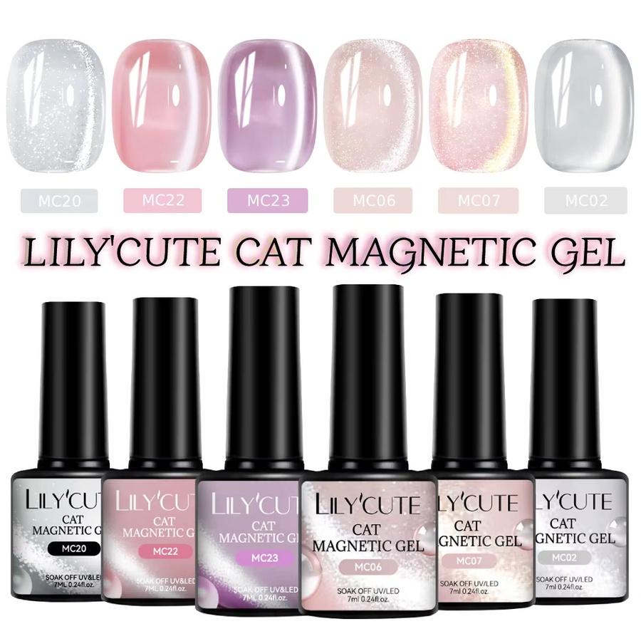 LILYCUTE Jelly Nude Cat Magnetisches Nagel-Gel-Lack-Set, 6-teilig, Nude, Glänzend - Bild 2