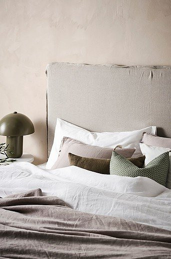 Jotex Kopfteil PALMA gepolstertes Wandpaneel aus Stoff in Beige und Grau, Breite: 180 cm, Höhe: 122 cm, Tiefe: 6 cm - Bild 1