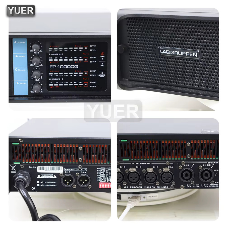 Yuer FP10000Q 4-Kanal-Leistungsverstärker mit 2500 W für Subwoofer und Line-Array-Lautsprecher in Schwarz - Bild 3