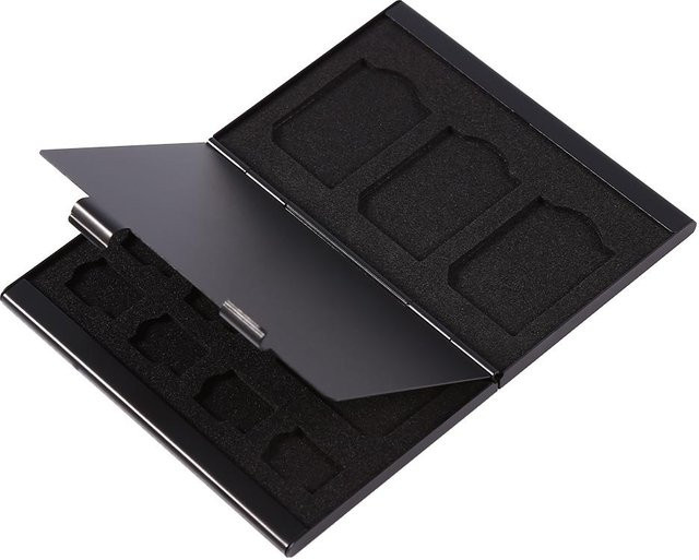 TOMTOP JMS Aluminium-Box mit 12 Steckplätzen für Micro-SD- und TF-Karten, Schwarz - Bild 1