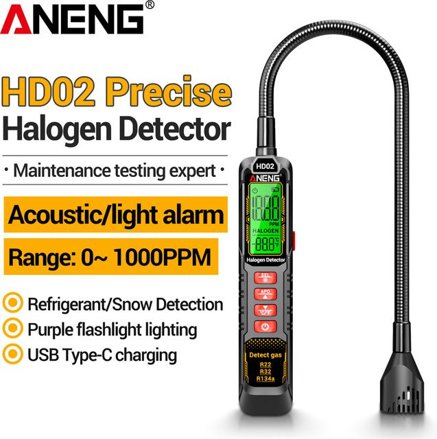 ANENG HD02 Halogen-Gasdetektor für Kältemittel R22 R32 R134a in Schwarz - Bild 1
