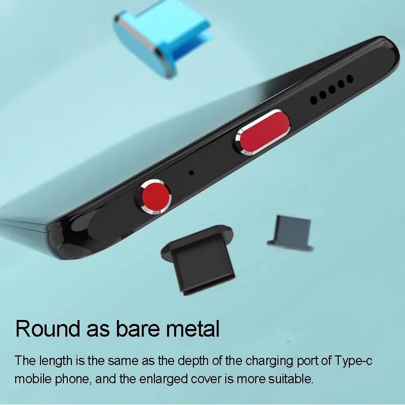 Set aus Staubschutzsteckern für USB-C und 3,5mm Klinke sowie SIM-Karten-Entfernungstool in Schwarz und Multicolour für Xiaomi und Samsung - Bild 2
