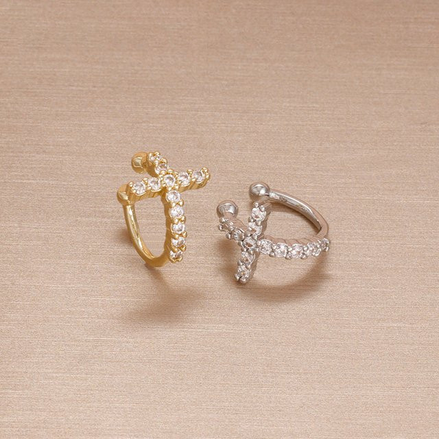 Maodane Ohr Manschette Kreuz, Zirkonia, Gold, Damen - Bild 1