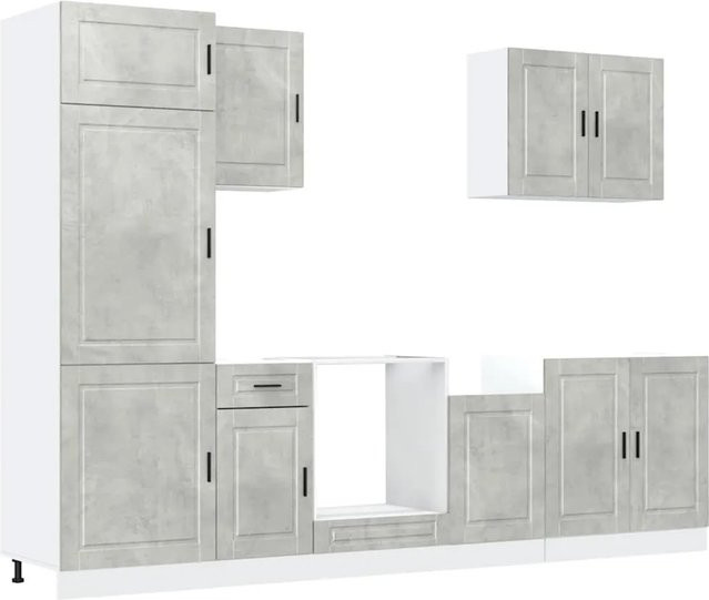 vidaXL Küchenschrank-Set Porto, 7-teiliges Set aus Holzwerkstoff, Betongrau - Bild 1