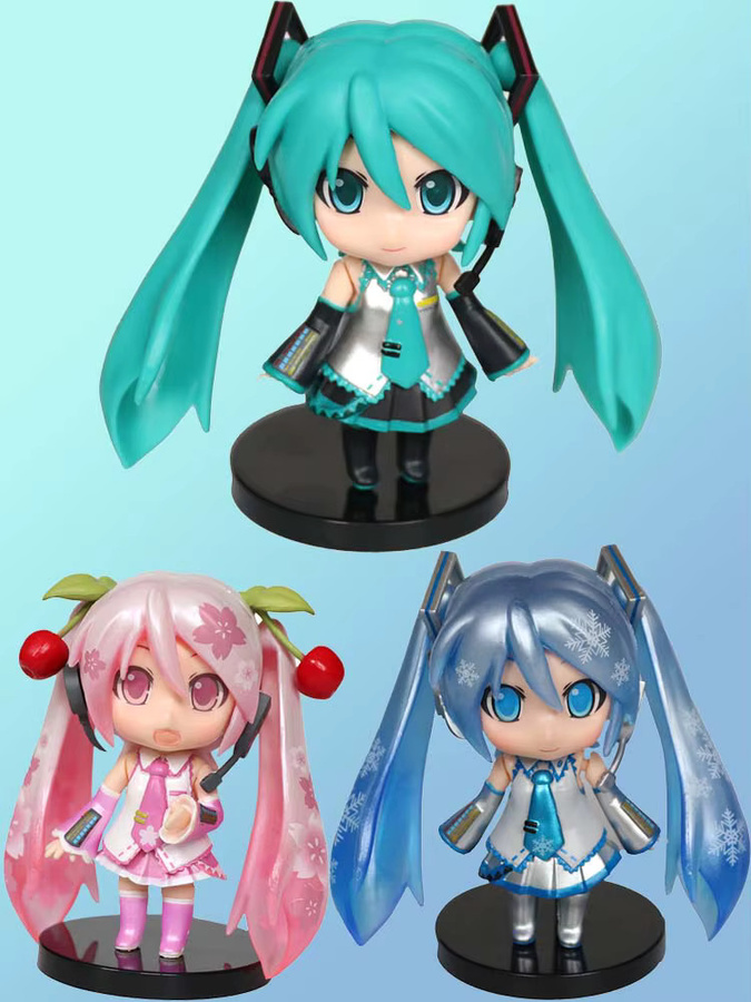 Bandai Anime Figur Hatsune Miku Mini Charakter Ornament in Rosa und Grün als Tischdekoration - Bild 4