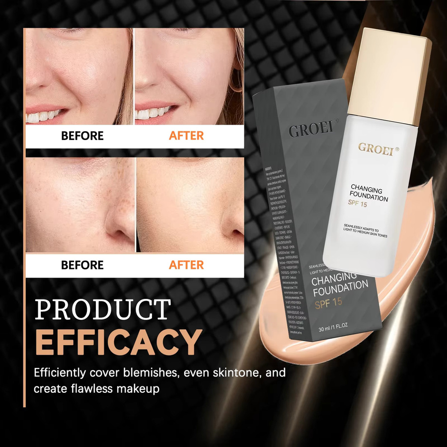 GROEI Changing Foundation SPF15, 30 ml, natürliches Finish - Bild 4