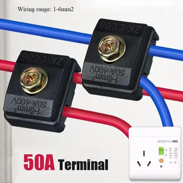 TLXT Kabelclip 50A isolierter Durchdringungssicherer Anschlussverteiler in Schwarz für 1-6 mm² Kabel - Bild 1